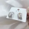 S925 Silver Needle Double Ring Zircon Color Retention, fashionable and trendy anti-allergy women's earrings and accessories Specification image